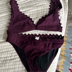 Scalloped Edge Bikini Set in Deep Purple